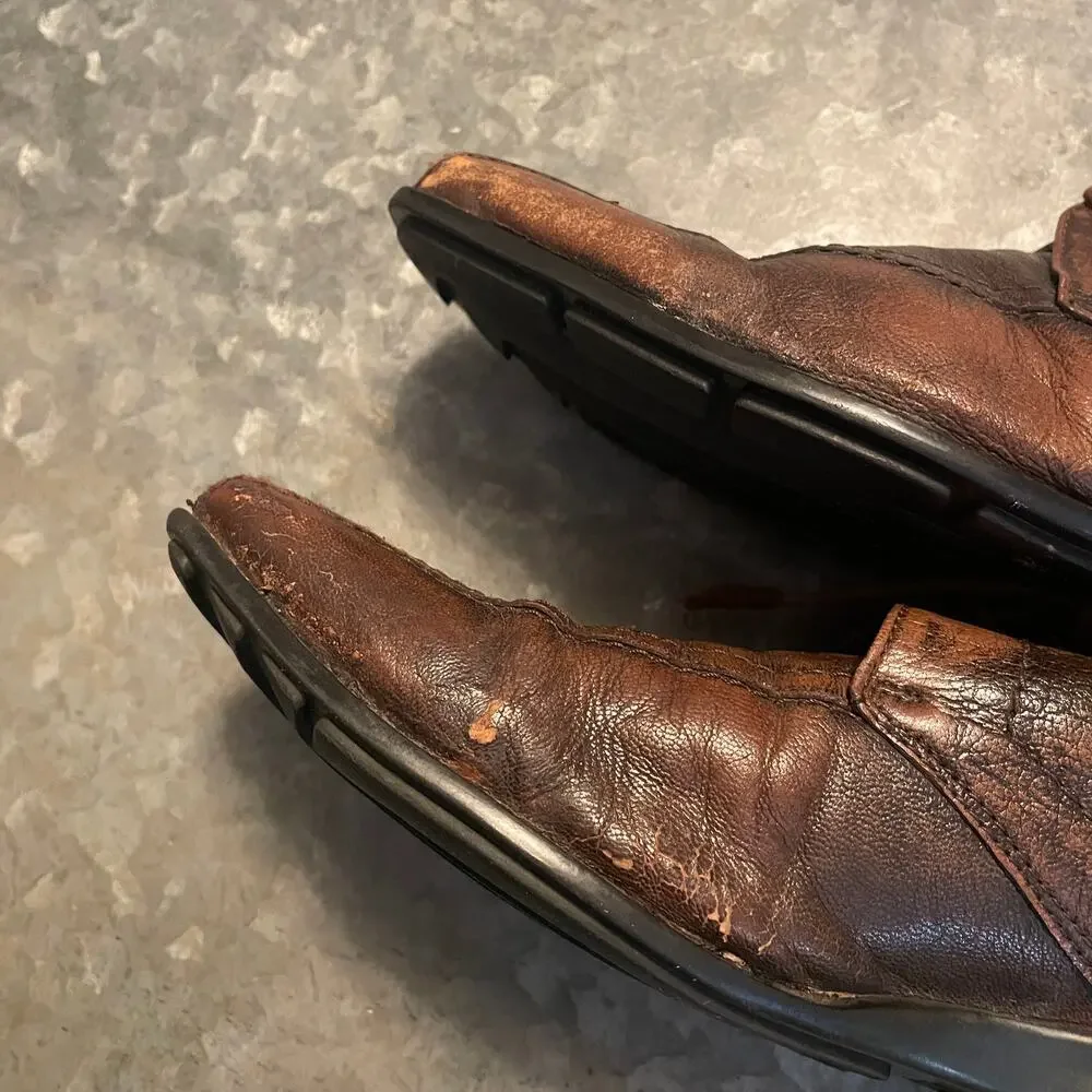 Kenzo Mens Brown Leather Square Toe Dress Shoes 6.5 Business Casual Designer